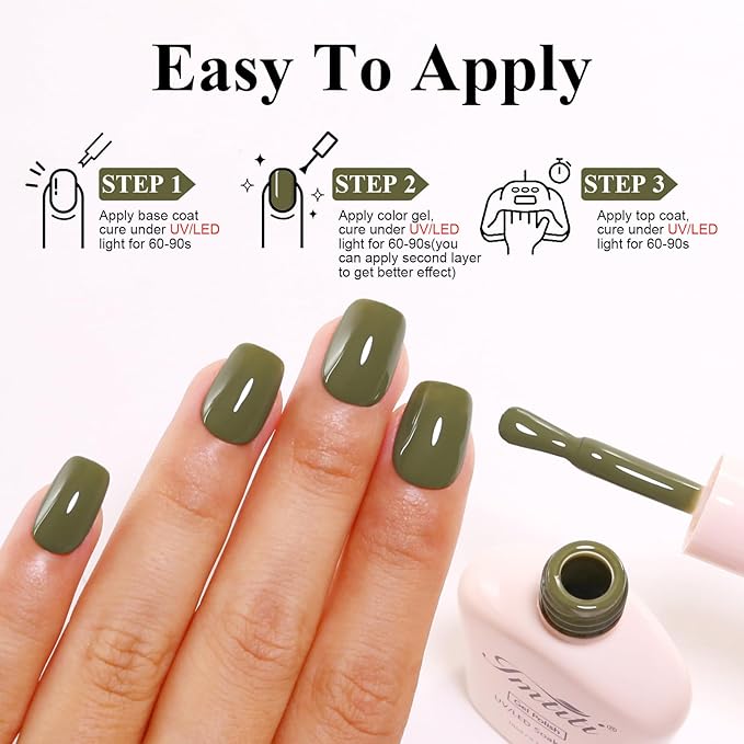 Imtiti 10ML Olive Green Gel Polish Soak Off LED UV Nail Gel DIY at Home Salon Art Gift for Women 1PCS