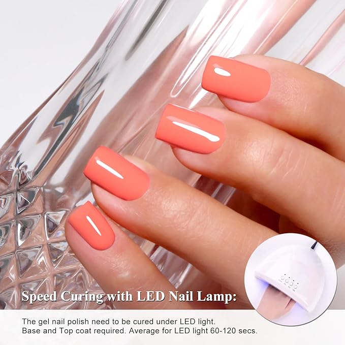 Imtiti Coral Gel Nail Polish, 1Pcs Coral Orange Soak Off UV LED Gel Polish, Long Lasting, Nail Art Manicure Salon DIY at Home for Spring and Summer (0.34 Fl Oz-955)