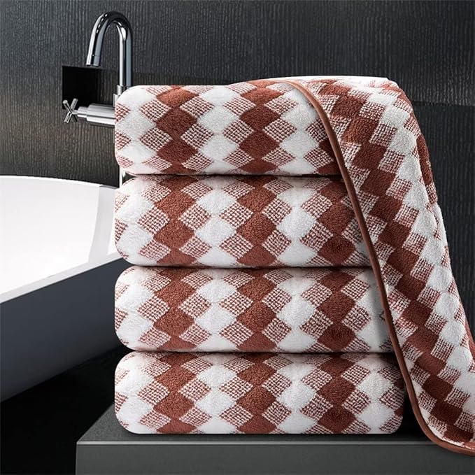 Bath Towel Set 4 Pack-35x70 Towel,Extra Large Bath Sheet Ultra Soft Bathroom Towel Set Microfibers Bath Towel,Highly Absorbent Quick Dry Oversized Towels Spa Hotel Luxury Shower Towels,Brown
