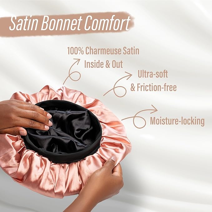 CAPLORD Double Sided Satin Bonnet for Sleeping - Adjustable Silk Sleep Cap for Women and Men