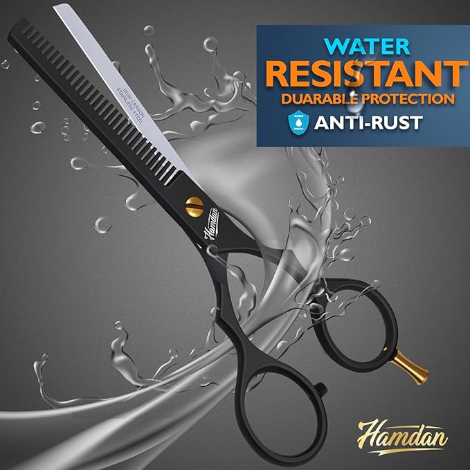 Hair Scissors Thinning Shears for Hair Cutting Hamdan 6.5” Texturizing Shears – Ultra-Sharp Texture Scissors for cutting hair, Precision Haircut for Salon & Home - Thinning shears for dogs