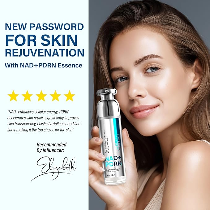 NADH+ PDRN Serum, Collagen Peptides Facial Serum for Reduce Wrinkles & Fine Lines, Anti-Aging & Improve Dullness