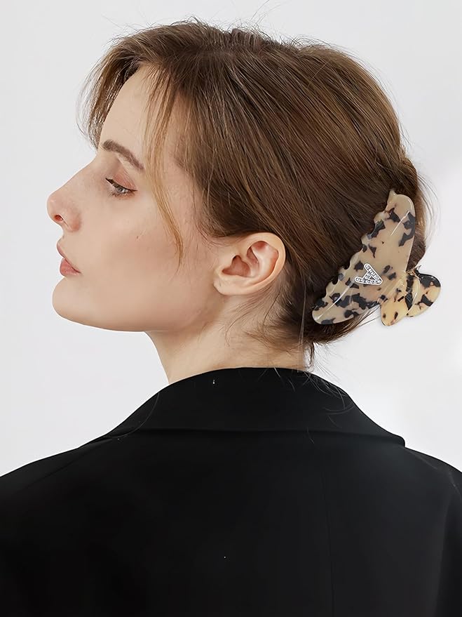 LILIE&WHITE Christmas Gift Tortoise Initial Hair Clips For Women With Letter Rhinestone Hair Claws Trendy Monogram Claw Clips For Thick Hair Alphabet A