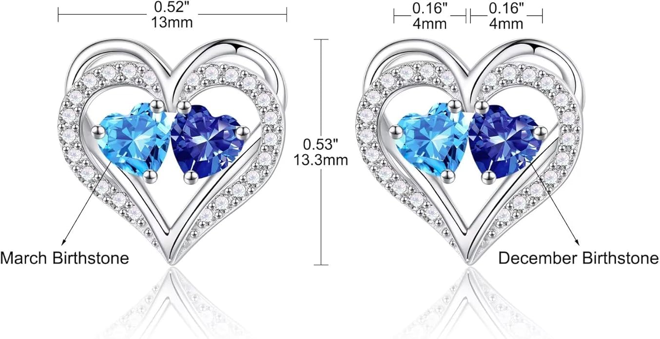 Iefil Christmas Gifts for Women Wife - 925 Sterling Silver Birthstone Earrings, Anniversary Birthday Gifts for Women Wife Girlfriend Mom