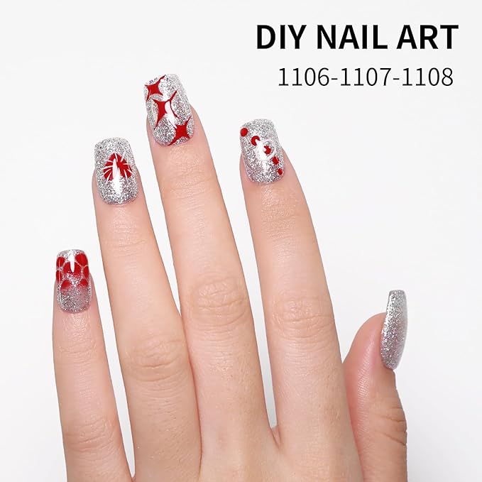 Sparkle Silver Gel Polish Glitter Hema Free 0.34 OZ Same Color Same Top Cover Reflective UV Polish Manicure Nail Art DIY