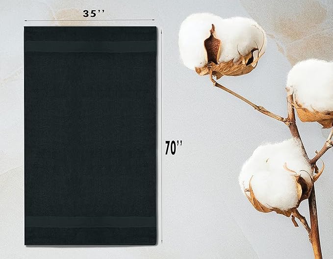 Softolle 100% Cotton Luxury Bath Sheets - Pack of 2 (35" x 70") | Super Soft, Quick-Dry & Highly Absorbent Towels for Bathroom, Home, Spa & Gym (Black)
