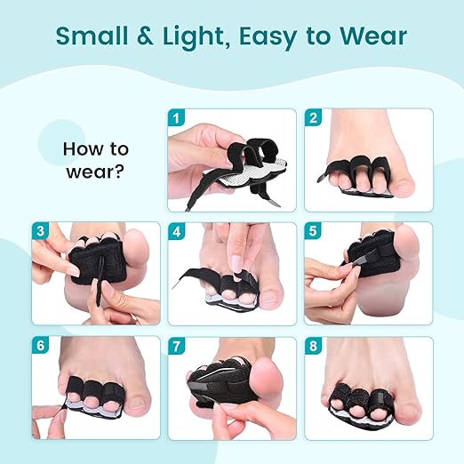 Hammer Toe Straightener Corrector Splint Brace for Women fit 2nd 3rd and 4th Toes - (L-Black) - 1 Pair