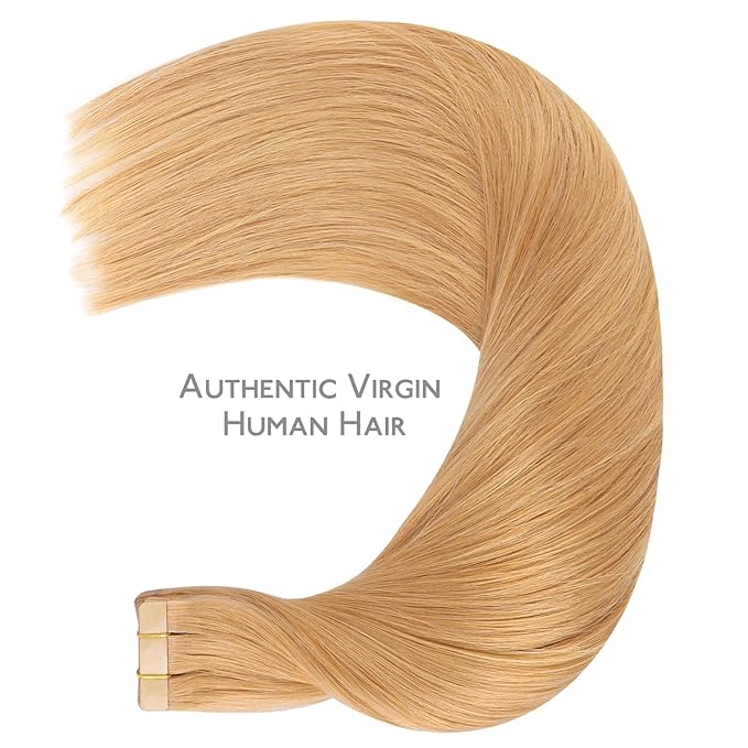 WENNALIFE Tape in Hair Extensions Human Hair, 40pcs 100g 18 inch Strawberry Blonde Hair Extensions Real Human Hair Straight Invisible