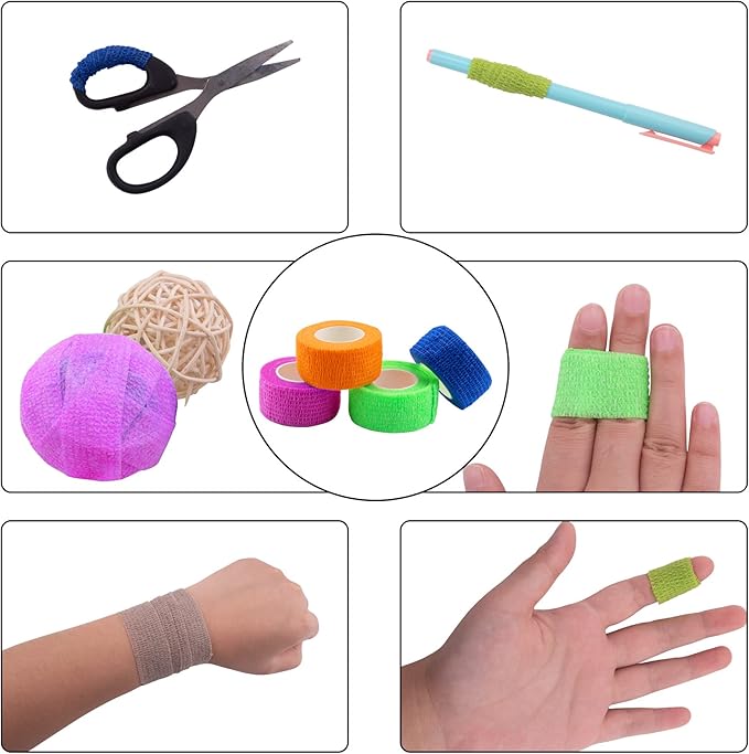 BQTQ 108 Rolls Self Adhesive Bandage 1 Inch Colored Self Stick Athletic Wrap Tape Self Adherent Stretch Bandages for Wrist Ankle Swelling Sprains (Rich Color)