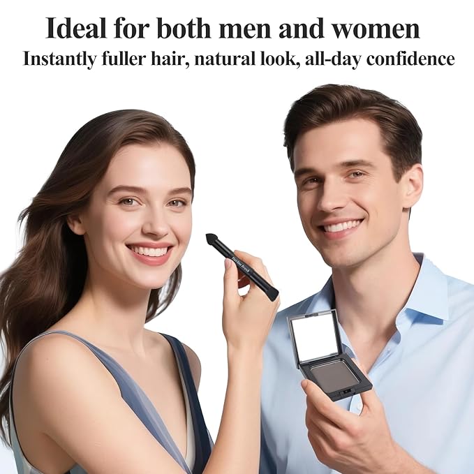 VOLLUCK Root Touch up Powder, Long-lasting Gray Hair Cover up Powder for All Hair Types, Waterproof for Women and Men (Dark-Black, 0.42 0unce)