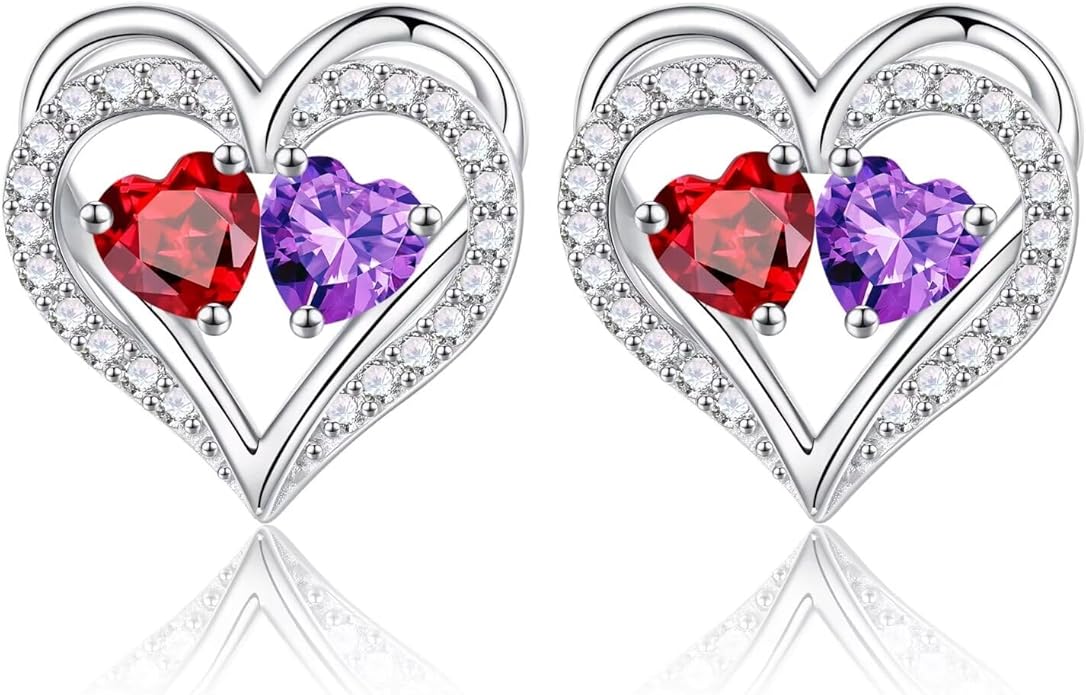Iefil Christmas Gifts for Women Wife - 925 Sterling Silver Birthstone Earrings, Anniversary Birthday Gifts for Women Wife Girlfriend Mom