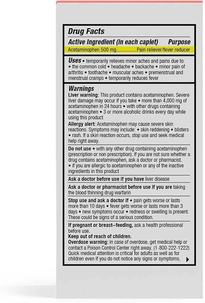 Cabinet: 500mg Acetaminophen for Headache Relief, Toothaches, Sore Throat, and Fever Reducer, Includes 1 Refillable Medicine Jar, 120 Tablets Refillable Glass Jar - (Pack of 3)