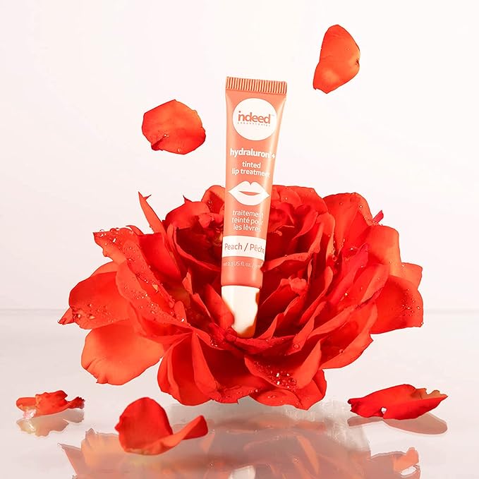 INDEED LABS Hydraluron + Tinted Lip Treatment, Hydrating Anti-Aging Lip Balm Treatment for Smooth Lips with Natural, Subtle Color, 9ml (Peach)