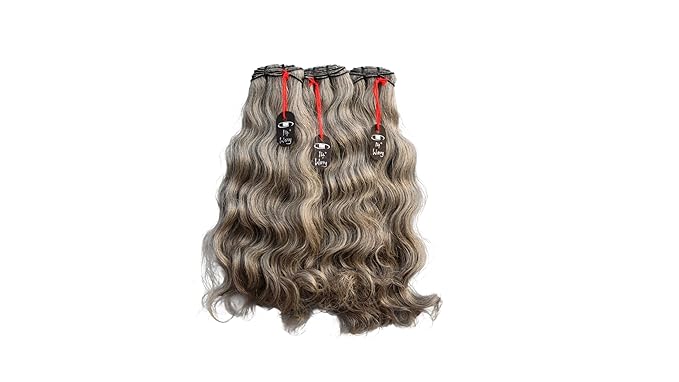 14” Wavy Salt & Pepper/Natural Gray 3 bundles. Its 100% Natural Indian Virgin Raw Hair Extensions .Natural color unprocessed and not treated with any kind of chemicals