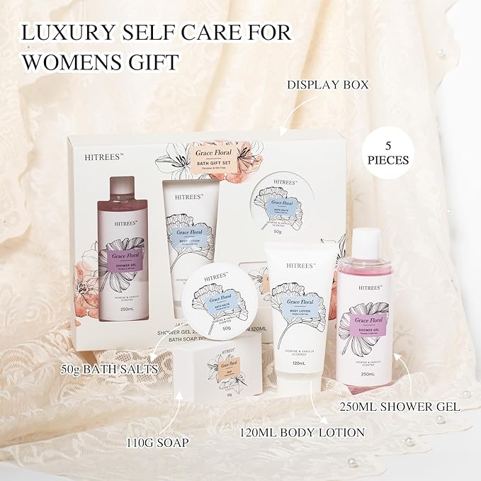 Birthday Gifts for Women Christmas Birthday Self Skin Care Set for Women, 4Pcs Spa Kit Gifts for Bath Spa Exfoliating & Hydrating Body Care Travel Set, Nourishing Skin Care Perfect Holiday Gift