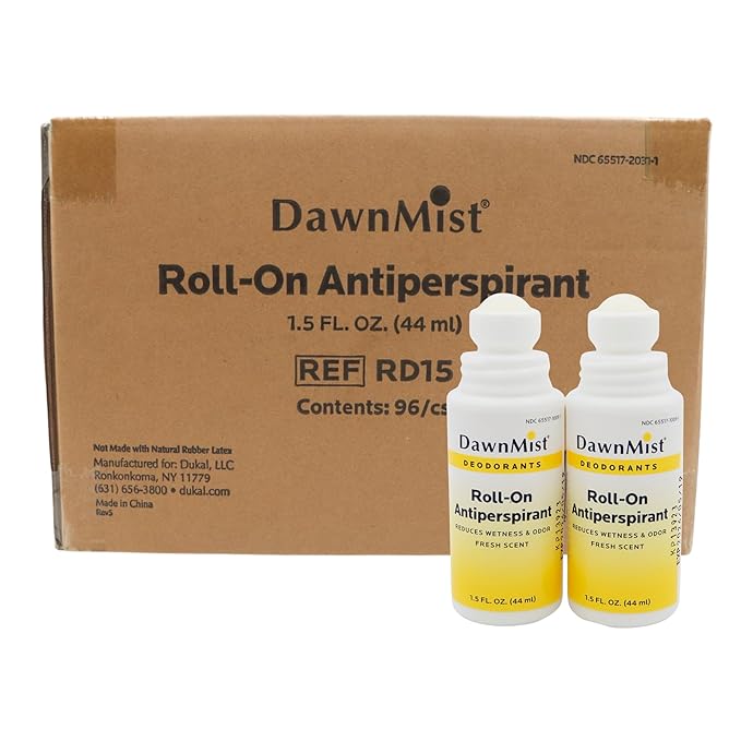Dukal RD15 Dawn Mist Antiperspirant Deodorant, 1.5 oz, Roll-On, Fresh Scent, Travel Size, Pack of 96