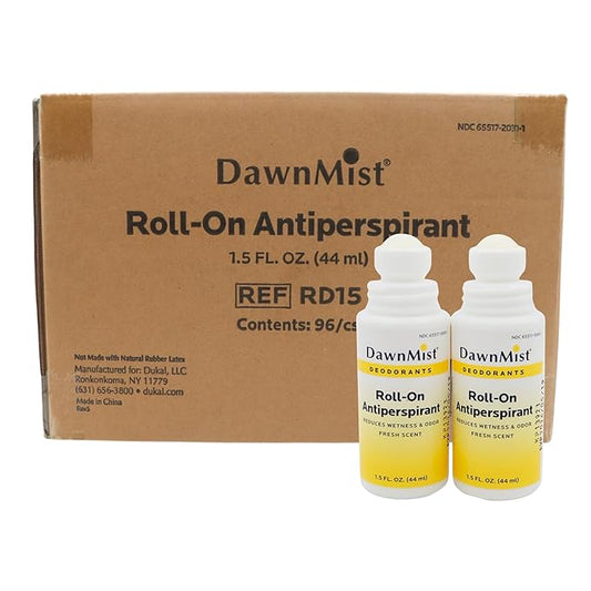 Dukal RD15 Dawn Mist Antiperspirant Deodorant, 1.5 oz, Roll-On, Fresh Scent, Travel Size, Pack of 96