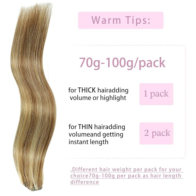 Clip in Hair Extensions Real Human Hair Chestnut Brown to Golden Blonde 16 inch 7pcs 70g/Pack, Human Hair Clip in Extensions, Salon-Grade Quality, Easy Comfort Wear for Women (#P6/22, 16 inch)