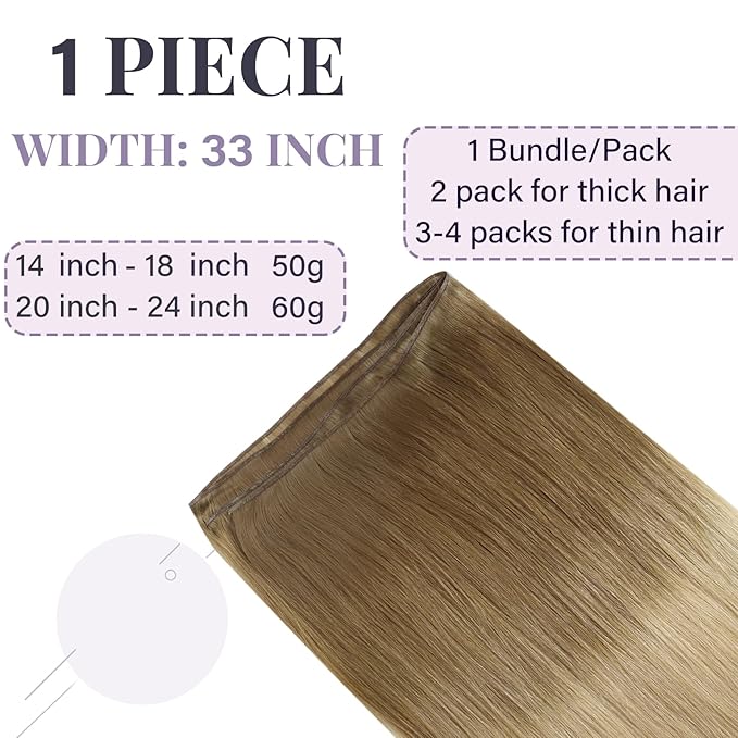 Fshine Human Hair Weave Genius Weft 18inch 50 Grams Sew in Balayage Golden Brown Fading to Brown Human Hair Bundles Hand Tied Genius Wefts
