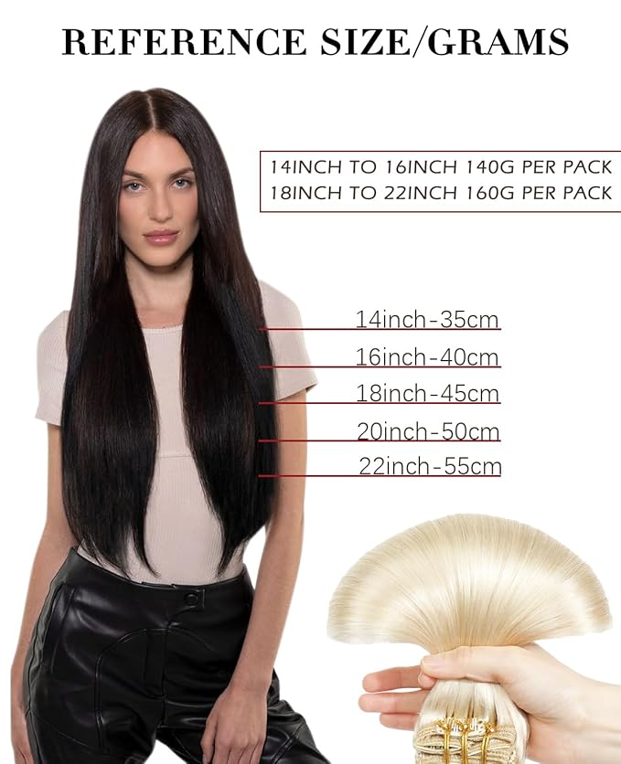 Clip In Hair Extensions Real Human Hair, Hair Extensions Clip ins for Women, 22inch 160g 7Pcs Platinum Blonde Real Human Hair(#60-22inch)