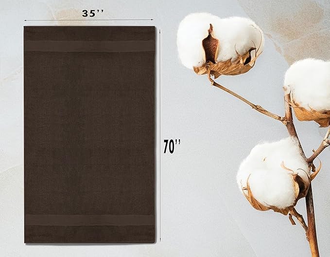 Softolle 100% Cotton Luxury Bath Sheets - Pack of 2 (35" x 70") | Super Soft, Quick-Dry & Highly Absorbent Towels for Bathroom, Home, Spa & Gym (Dark Brown)