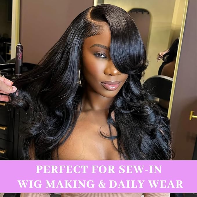 16 18 20 Inch Real Human Hair Bundles Body Wave 3 Bundles Unprocessed Natural Black Remy Body Wave Brazilian Virgin Cambodian Hair Wavy, 1b, No Tangle No Shedding, True to Length