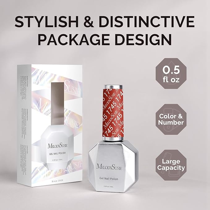 MelodySusie Rust Red Gel Nail Polish,0.5fl oz Nails Soak Off UV LED Red Brown Gel Polish Gift for Women Nail Art Manicure Salon DIY Nail Design Decoration at Home-1745