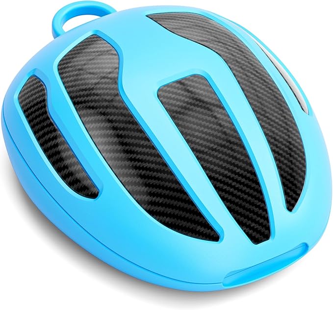BVN Mouthguard Case Sports, Adult & Youth Sizes Universal Storage for Mouthguard, with Silicone Lanyard, Blue+Carbon Fiber Coating.