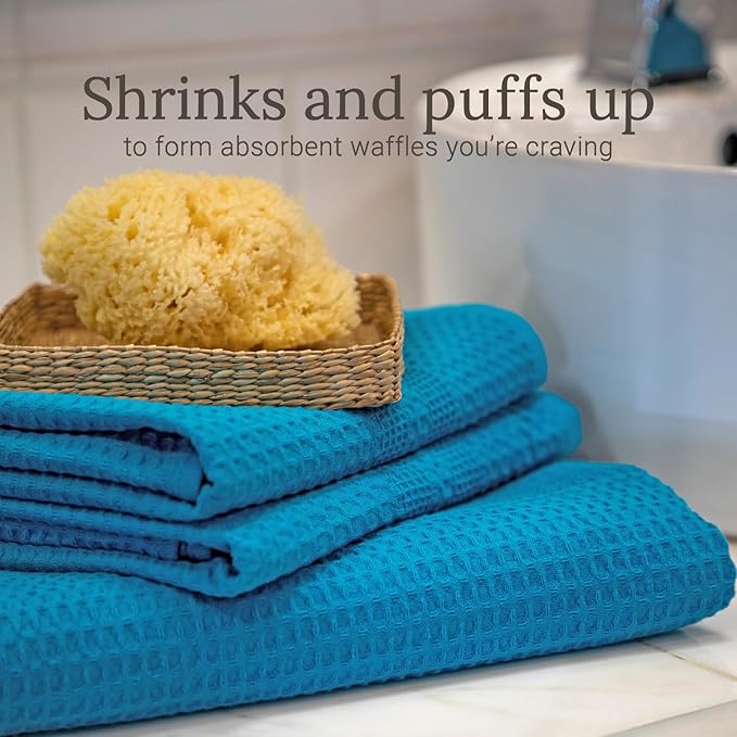 GILDEN TREE Waffle Bath Sheet Large Bath Towels Quick Dry Thin Body Towels, 40x80 Oversized Bath Towels for Adults, Classic Style (Aqua)