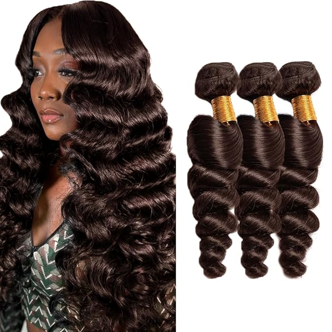 #4 Human Hair Bundles Brown Loose Wave Bundles Human Hair 14 16 18 inch Dark Brown Loose Deep Wave Bundle 300g