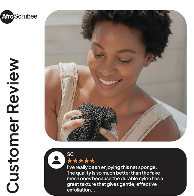 Authentic African Net Sponge Exfoliating Bath Sponge (Black)