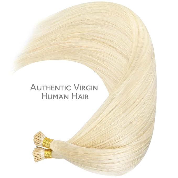 WENNALIFE I Tip Hair Extensions Real Human Hair, 100g 200s 16 Inch Platinum Blonde Remy Itip Human Hair Extensions Invisible Itips Straight I Tips Cold Fusion Extensions