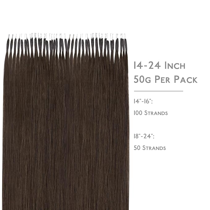 WENNALIFE Nano Bead Hair Extensions Human Hair, 50g 100s 14 Inch Chocolate BrownReal Human Hair Extensions for Women Invisible Nano Ring Hair Extensions Remy Human Hair Extensiones De Cabello Humano