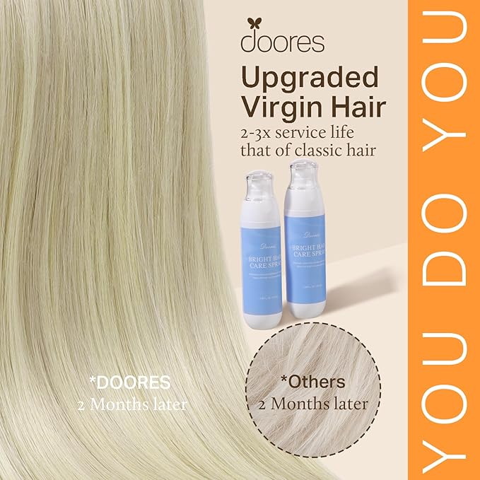 DOORES I Tip Hair Extensions Remy Hair, Ash Blonde Highlighted Platinum Blonde 50g/100s 14 Inch, Short Straight I Tip Hair Extensions Invisible Human Hair Cold Fusion