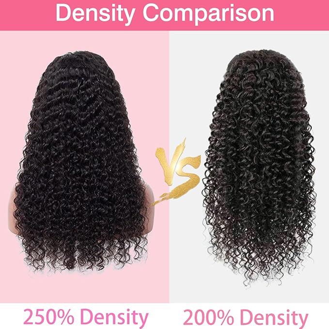 22 Inch 250% Density 13x6 Deep Wave Lace Front Wigs Human Hair Curly HD Lace Front Human Hair Wig Pre Plucked 100% Real Human Hair No Synthetic Blend No Tangle No Shedding Triple Lifespan 3X