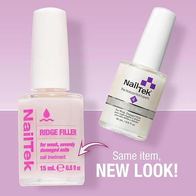 Nail Tek Ridge Filler Formula 4 – Clear Ridge Filler for Nails, Base Coat, Nail Strengthener Polish for Weak & Damaged Nails, 0.5 fl oz