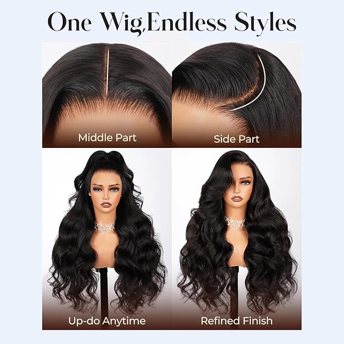 18 inch Body Wave Lace Front Wigs Human Hair 200% Density Pull Go 13x6 HD Transparent Glueless Human Hair Wig for Women Pre Plucked Pre Cut Bleached Knots with Baby Hair