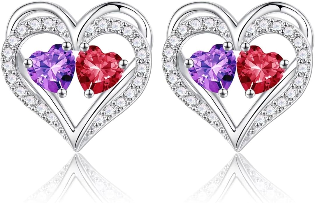 Iefil Christmas Gifts for Women Wife - 925 Sterling Silver Birthstone Earrings, Anniversary Birthday Gifts for Women Wife Girlfriend Mom