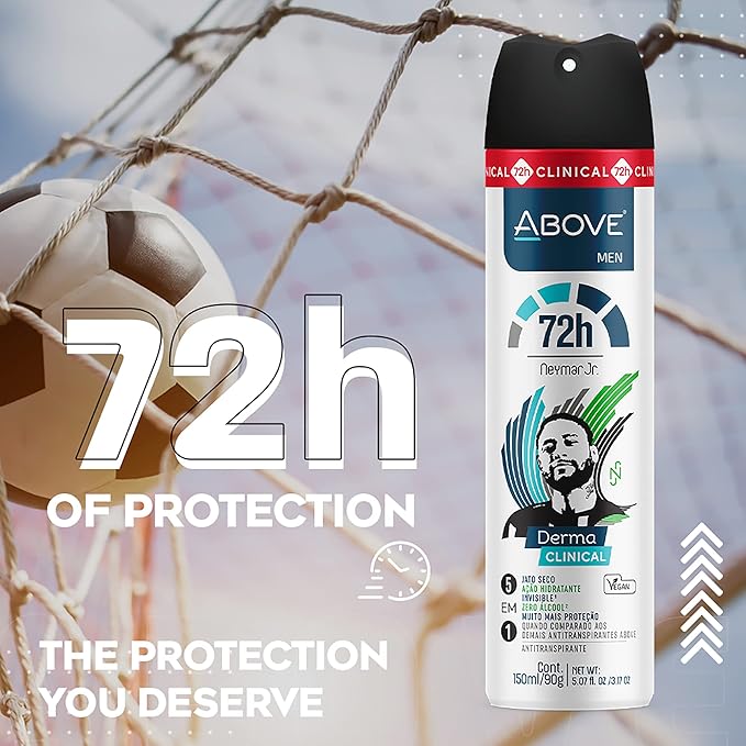 ABOVE Neymar Jr - 72H Antiperspirant Spray Deodorant for Men 5.07 Fl Oz | Aluminum-Free | Fresh Mist, No Stain & Alcohol, Long-Lasting Men's Deodorant Spray | Roses and Tuberoses Fragrance