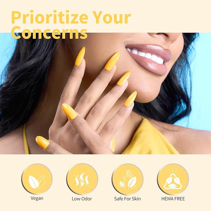CANNI Neon Yellow Gel Polish - Bright Pastel Yellow Color, High Gloss Soak Off U V French Nail Manicure Salon DIY