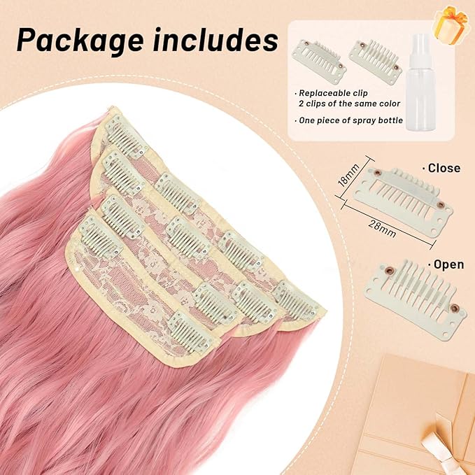 20 Inch Clip in Hair Extensions 4PCS Long Wavy Curly Hair Extensions Thick Hairpieces for Women Synthetic Hair Extension Clip ins Double Weft Hairpieces Full Head for Women (312#, 20INCH)