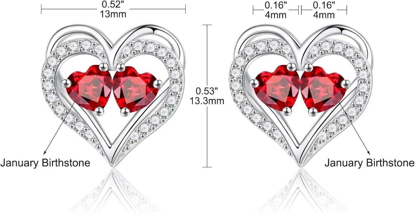 Iefil Christmas Gifts for Women Wife - 925 Sterling Silver Birthstone Earrings, Anniversary Birthday Gifts for Women Wife Girlfriend Mom