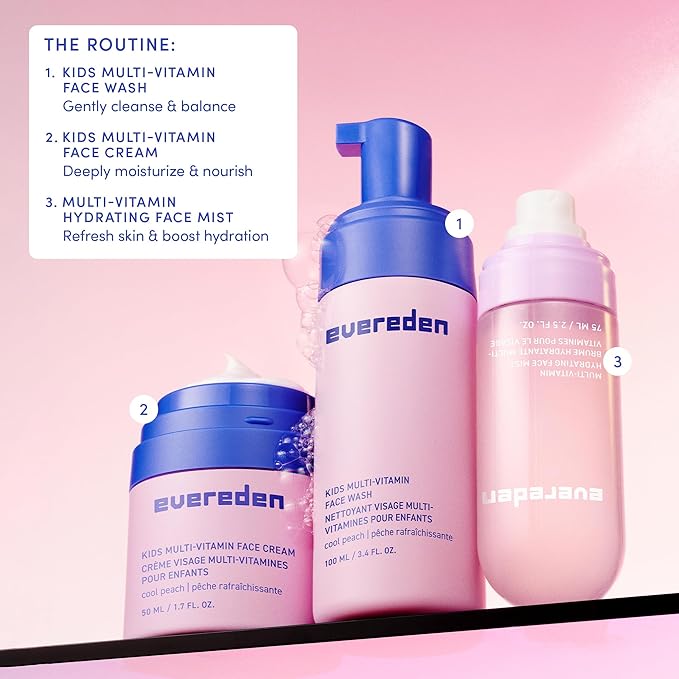 Evereden Kids Face Wash - 3.4 fl oz, Gentle Skin Care, Fresh Pomelo Scent, Gentle Foaming Cleanser, Non-Toxic and Hypoallergenic
