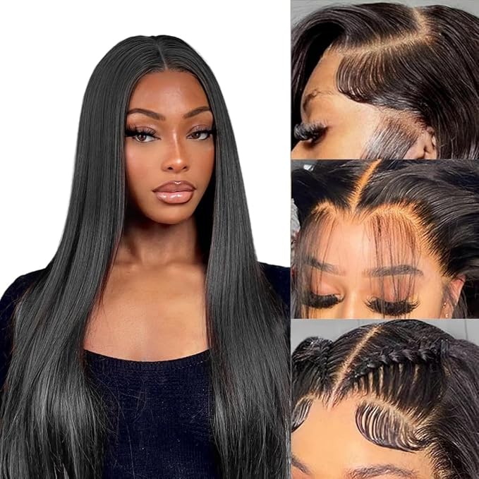 LICHANG 200 Density 13x4 Lace Front Wigs Human Hair Straight Glueless Pre Plucked for Women 30 Inch