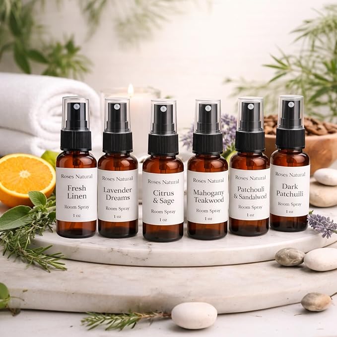 Room Spray Discovery Set – 6 Scents, 1 oz Each – Plant-Based Home Fragrance Sampler, Travel Size, Long-Lasting Scent, Made in the USA