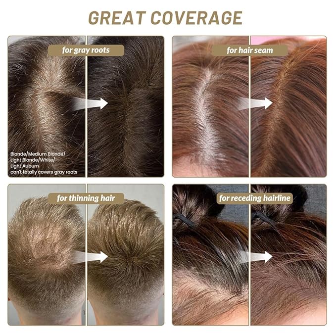 VOLLUCK Root Touch up Powder, Instant Hairline Powder for Thinning Areas and Gray Hair Coverage, Natural and Non-greasy Root Cover up for Women and Men (Red, 0.35 Ounce)