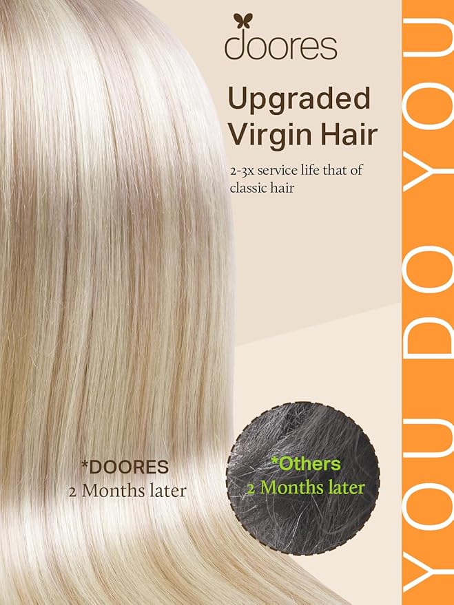 DOORES Tape in Hair Extensions Real Human Hair, Soft Honey Blonde Highlight Platinum Blonde 18 Inch 50g 20pcs, Natural Human Straight Extensions Tape in Straight