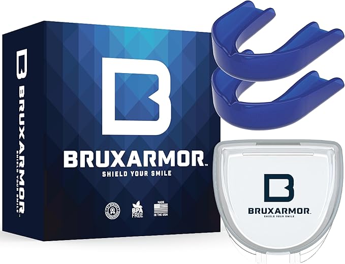 BruxArmor Nightguard - Bruxism Mouth Guard for Bruxism Relief and Grinding Relief, Professional Custom Fit Brux Night Guard, 2 Pack (Navy)