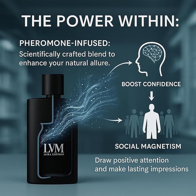 50ML Lvm Aura for Men, Pheromone Cologne for Men, Enhance Social Attraction & Confidence, Fresh, Woody Fragrance and Long-Lasting for All Occasions (1PCS)