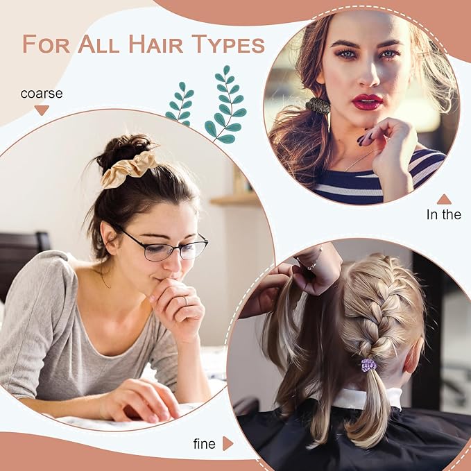 Silk Hair Scrunchies - 100% Mulberry Silk hair ties Elastic Satin Ponytail Holders No Damage Thick/Thin Hair Accessories for Women and Girls（Big/midlle/SMALL）